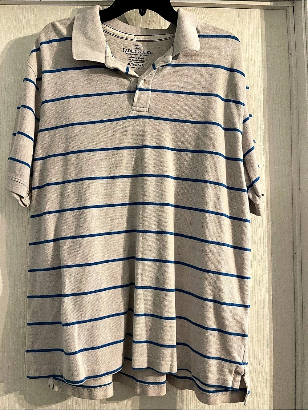 Faded Glory Striped Polo Shirt in Gray & Blue Size XL NWT
